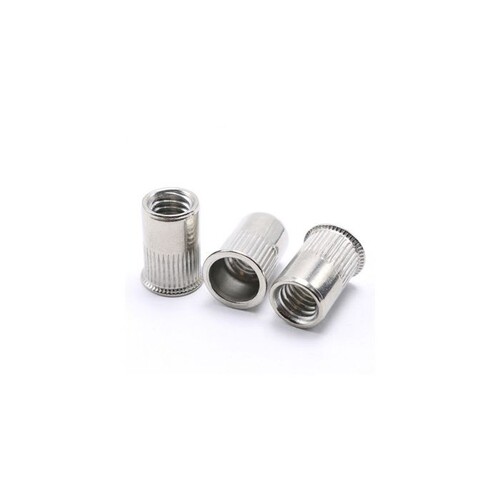 M6 Insert Nut - Mild Steel, 6.0 mm Inner Diameter, Nickel Plated Finish, Silver White