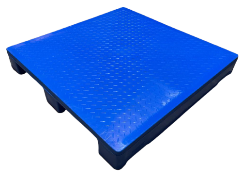Chequered Top Plastic Pallet - Color: Blue