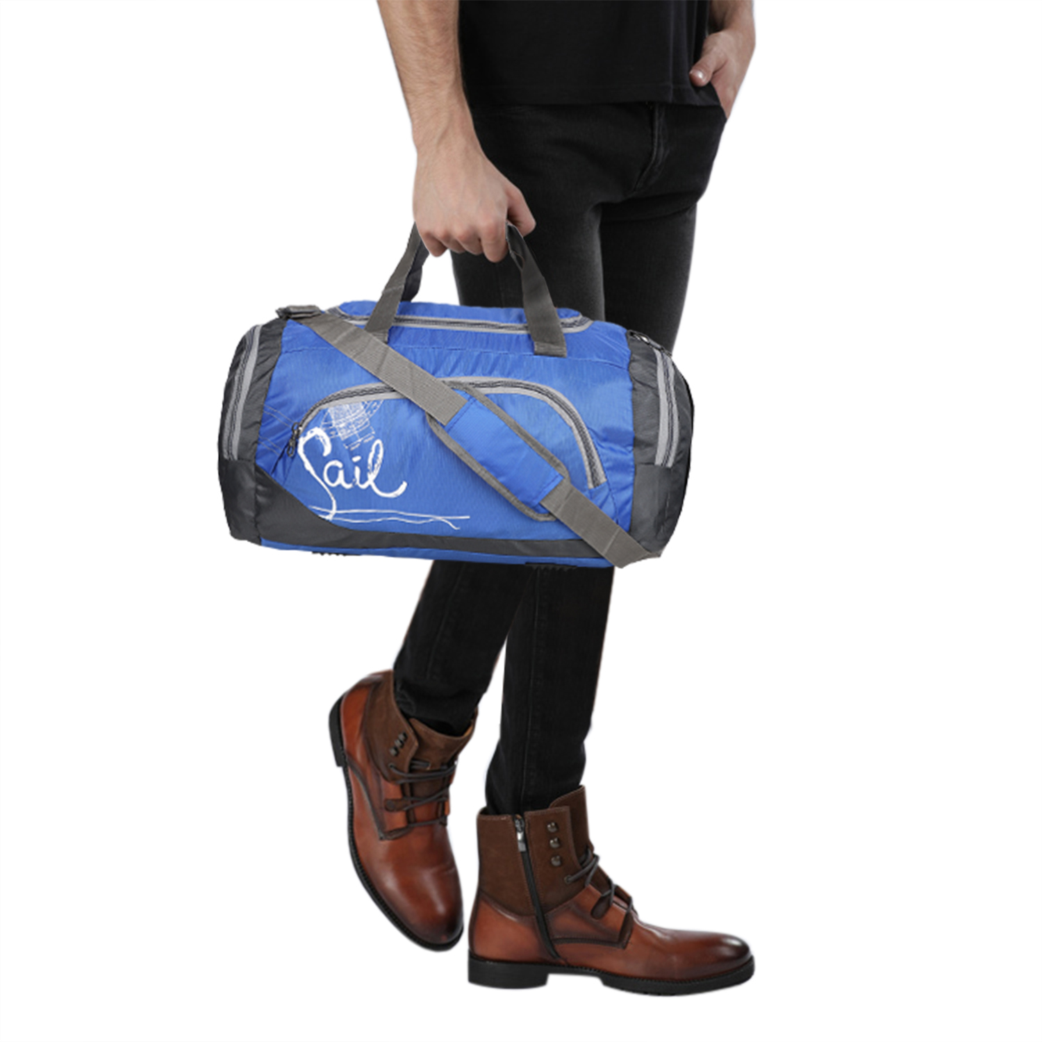 Sail Dfl Bag - Pu Material, Customized Design, Sky Blue Color | Zip And Closure Features Included
