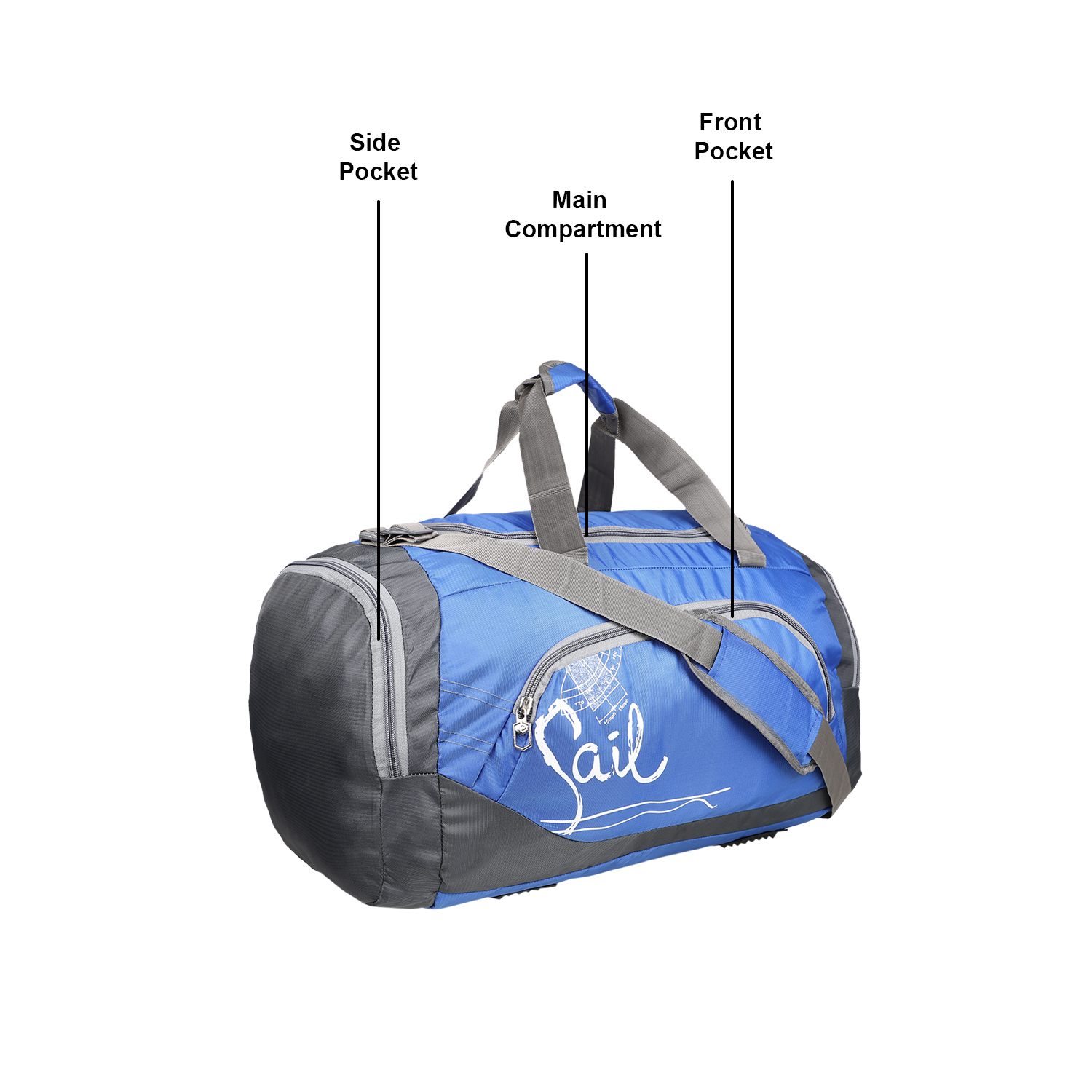 Sail Dfl Bag - Pu Material, Customized Design, Sky Blue Color | Zip And Closure Features Included