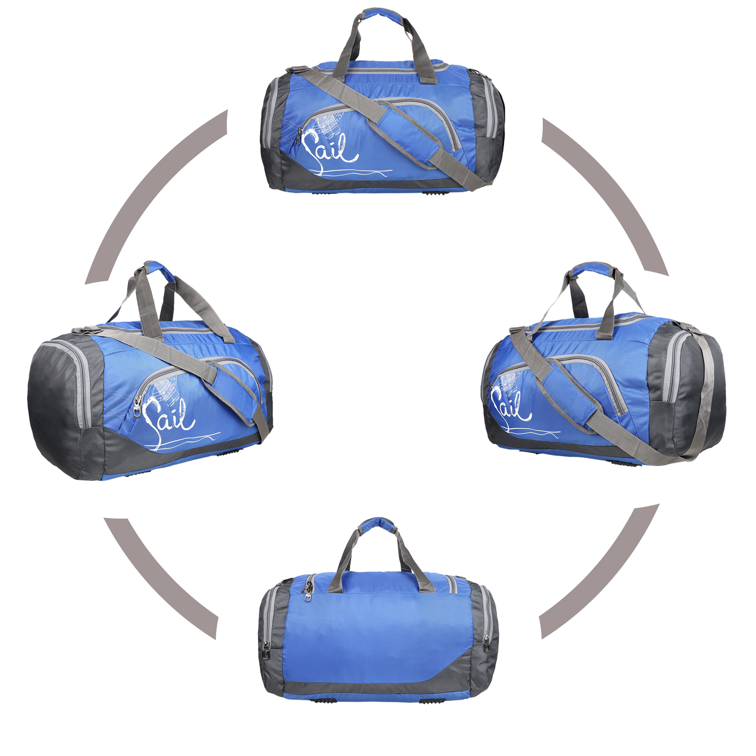 Sail Dfl Bag - Pu Material, Customized Design, Sky Blue Color | Zip And Closure Features Included