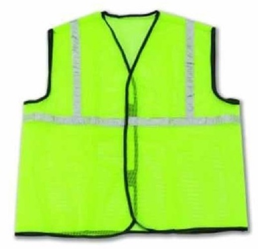 Reflective Jackets - Polyester Fabric 80/90 Gsm Yellow Color Sizes Small Medium & Large | Unisex Design 1" Reflective Tape Pattern: 2v+1h