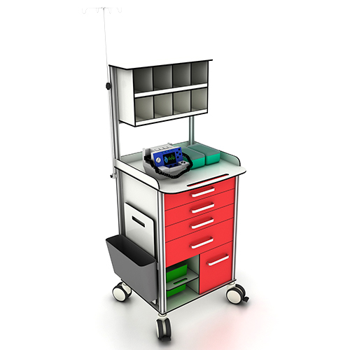 Adjustable Height Icu Trolley