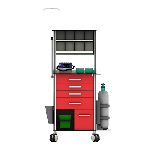 Adjustable Height Icu Trolley