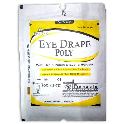 Poly Eye Drape - PE Film 25 Mic Thick, 60x60 cm Size , White Color, Disposable Small Drape with Adhesive Aperture