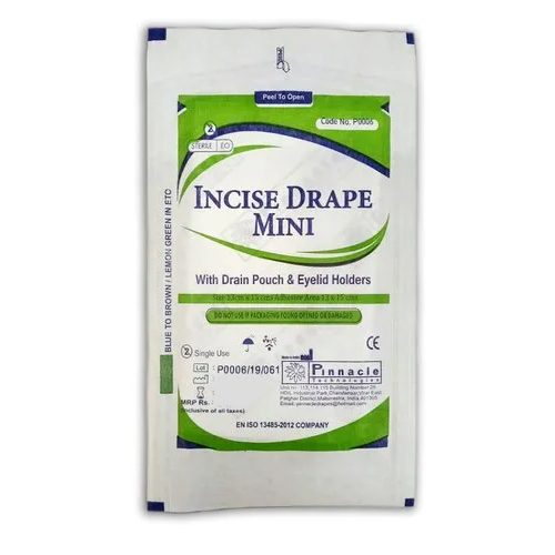 Incise Drape Mini With Pouch - Poly Material, Transparent Color, Disposable Small Drape With Adhesive Aperture | Medical Grade, Fluid Impervious, 50 Pack