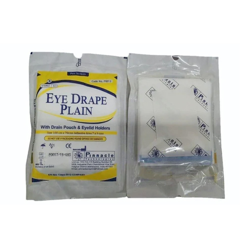 Ophthalmic Drape - Medical Grade Plastic, Small Drape With Adhesive Aperture, Off-white Color