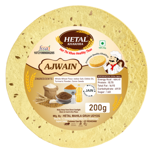 हेतल अजवाइन खाखरा 200 ग्राम वैक्यूम पैक