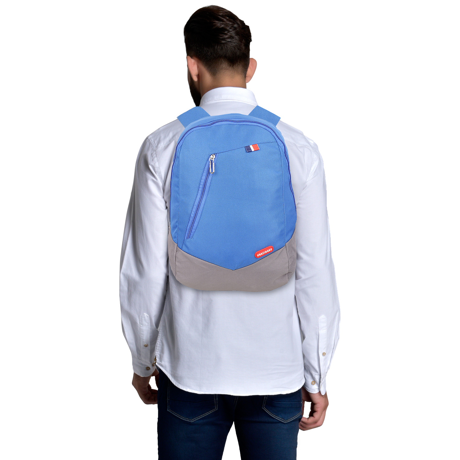 President Climber - Pu Synthetic Bag | Grey Design, Zip And Closure, Customized With Handles