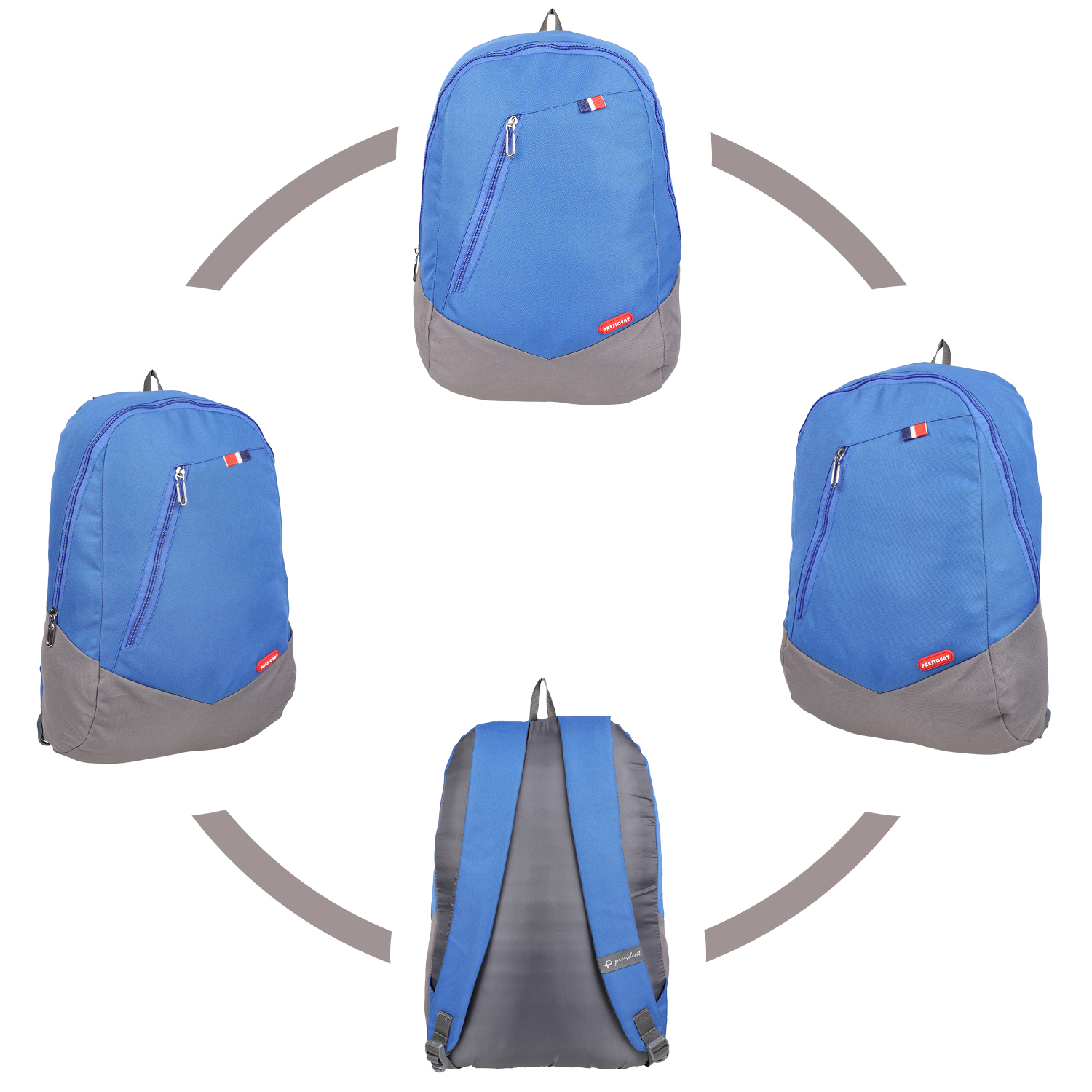 President Climber - Pu Synthetic Bag | Grey Design, Zip And Closure, Customized With Handles