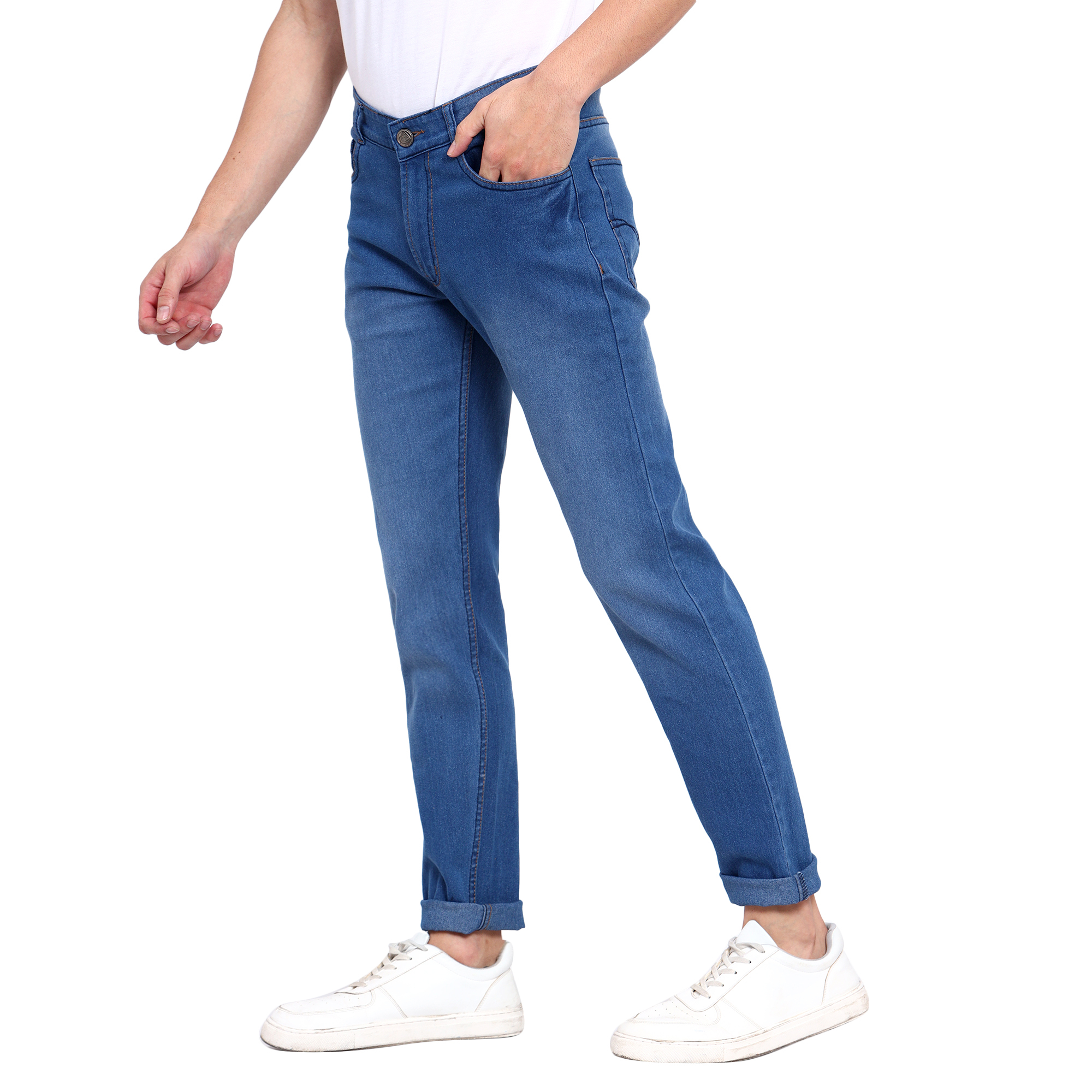 Mens Slim Fit Stretchable Blue Jeans