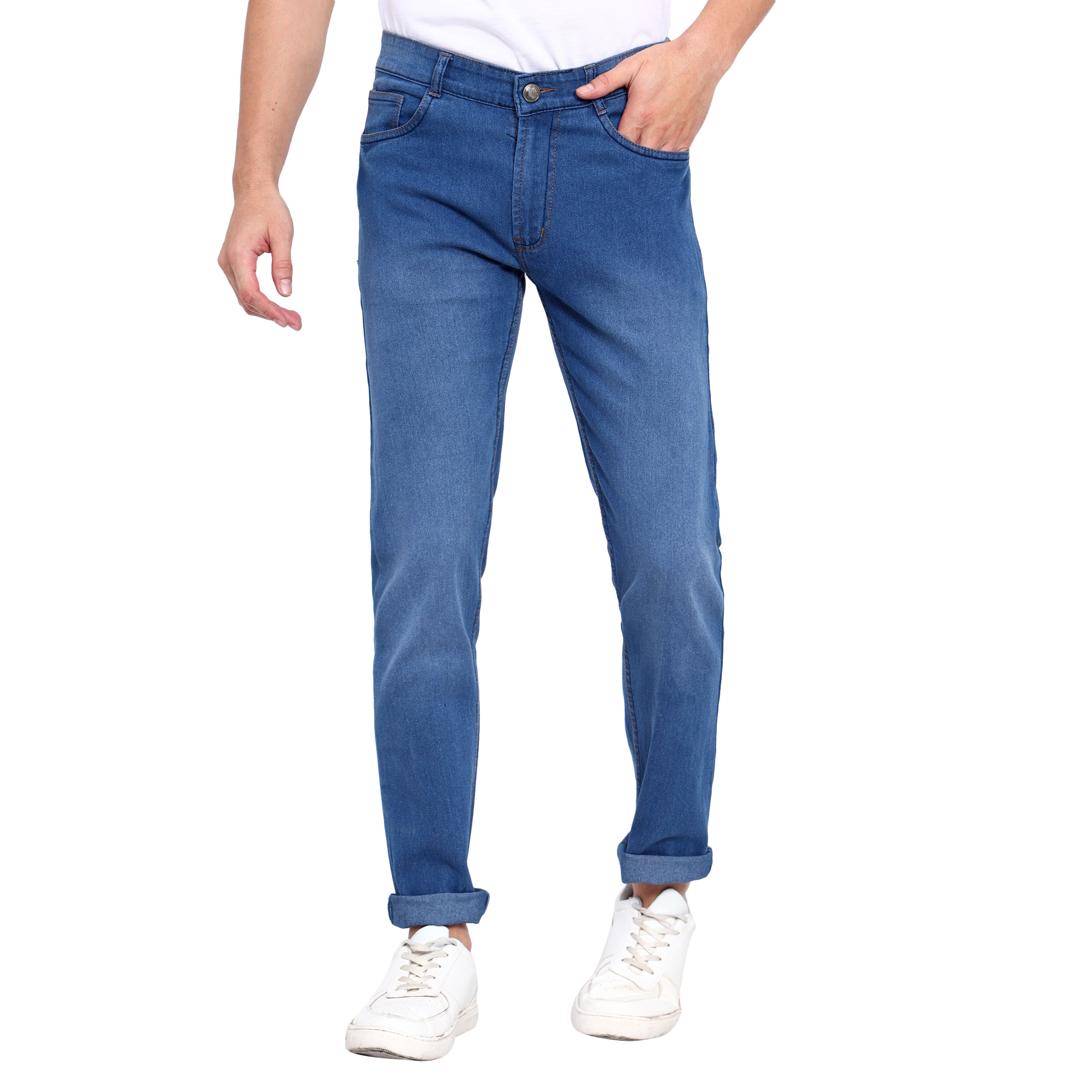 Mens Slim Fit Stretchable Blue Jeans