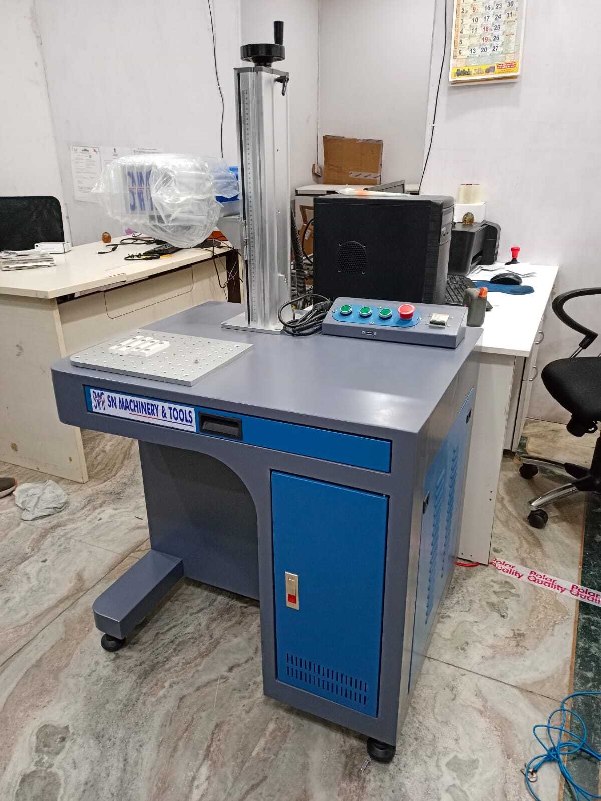 Fiber Laser Marking Machine - 7000 Marking Speed, Blue Color | Supports Plastic, Wood, Metal, Leather, High Precision Marking