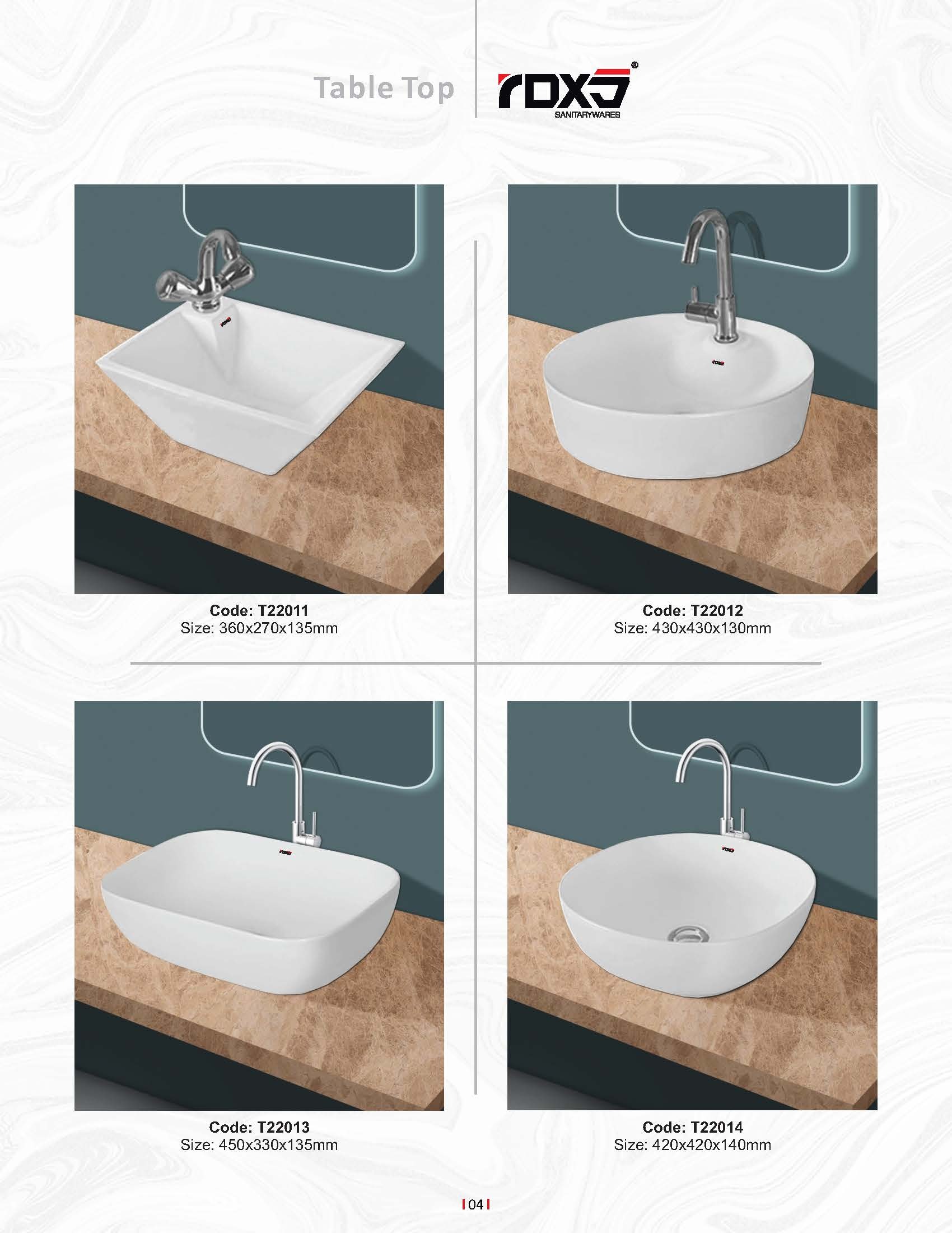 Ceramic Table Top Wash Basin - Color: White