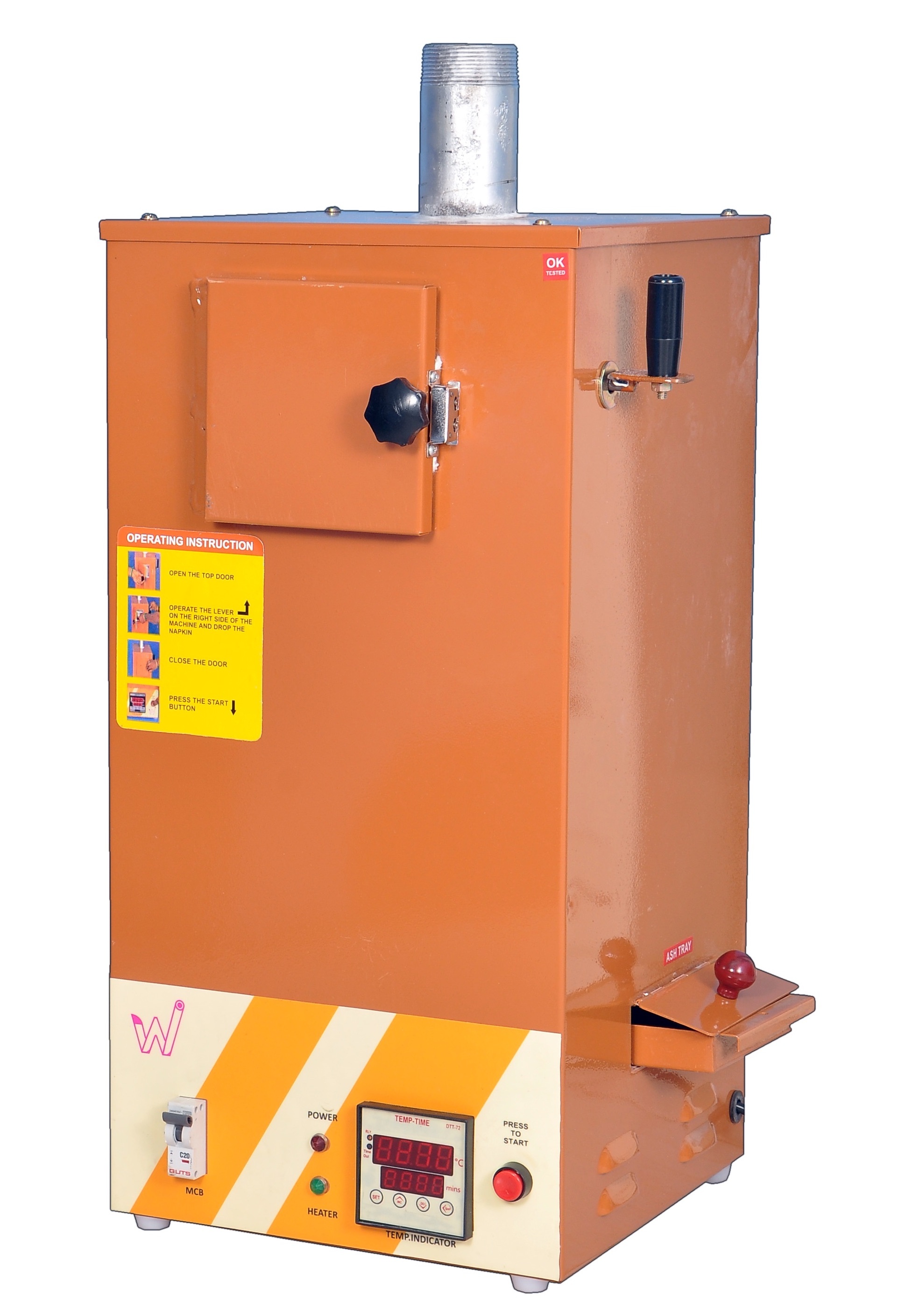 Suwidhaa 360 - Electric Sanitary Napkin Incinerator | Powder Coated, Wall Mountable, 200 Napkins/day, Fully Automatic