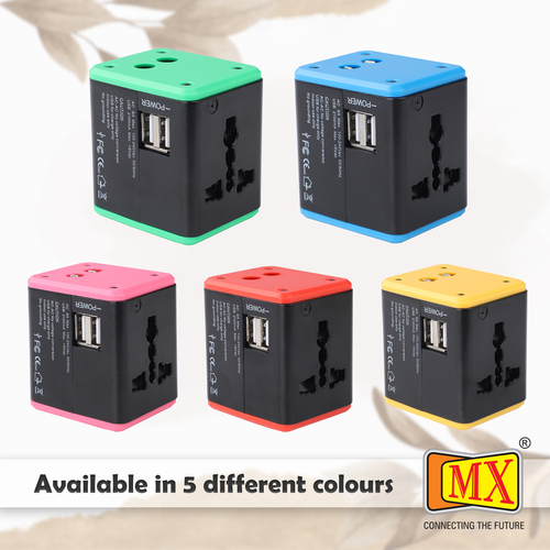 Universal Travel Adapter With 2 Usb Ports With Built In Fuse And Surge Protector Mx 4024