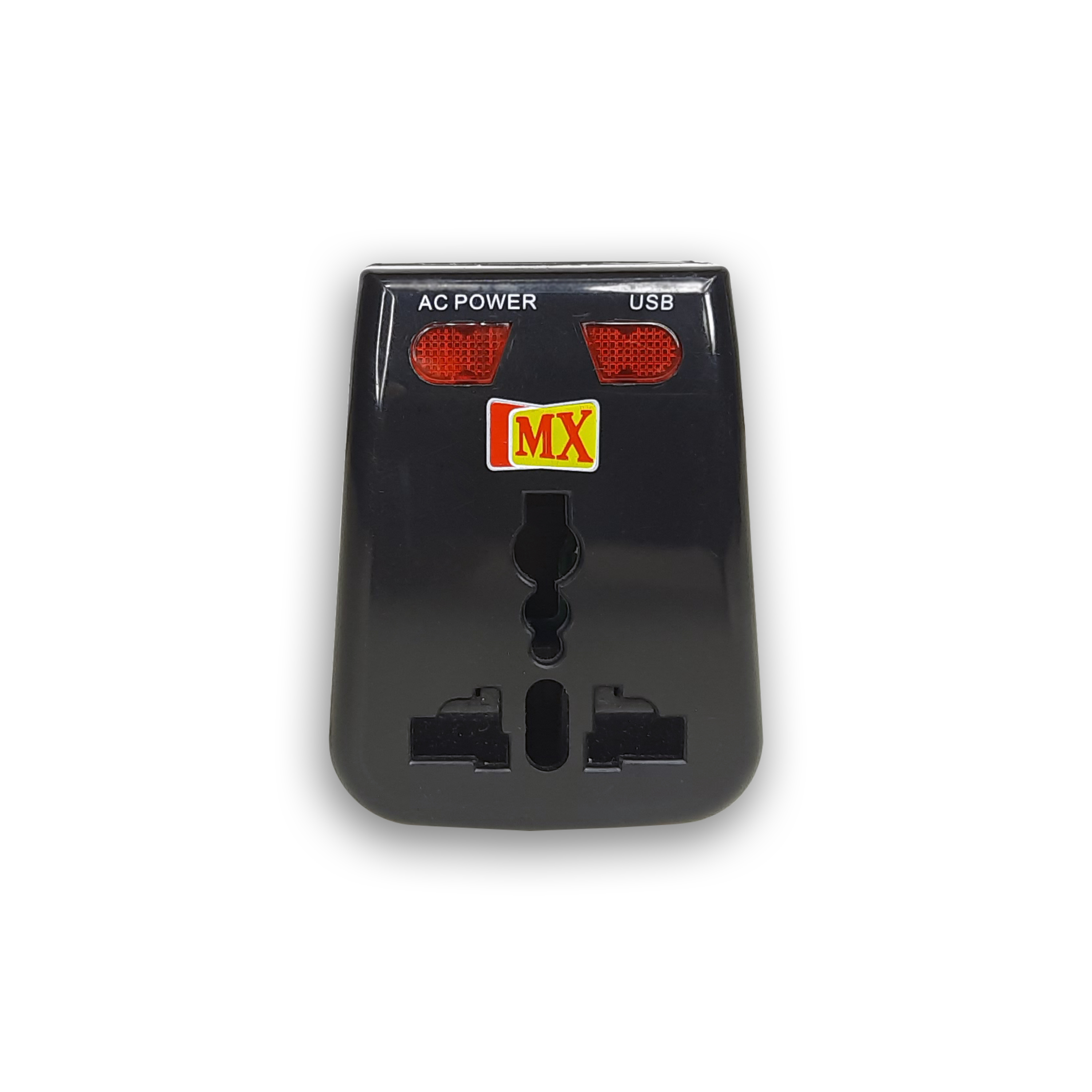 Universal Travel Adaptor With Usb Charger With Indicator And Fuse Mx 2988 - Polycarbonate, Black And White | Over 150 Country Compatibility, Safety Shutter, Easy To Use, Usb Charging Input