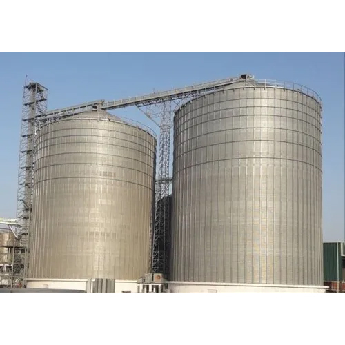 Flat Bottom Silos - Galvanized Steel, Cylindrical Design | Industrial Usage, Warranty Included