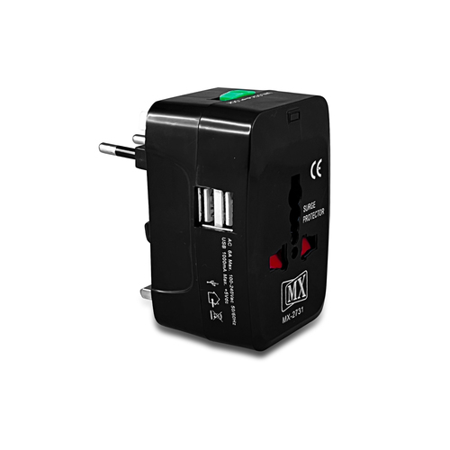 Universal Travel Adapter With Surge Protector With Dual Usb Port Mx 2731b