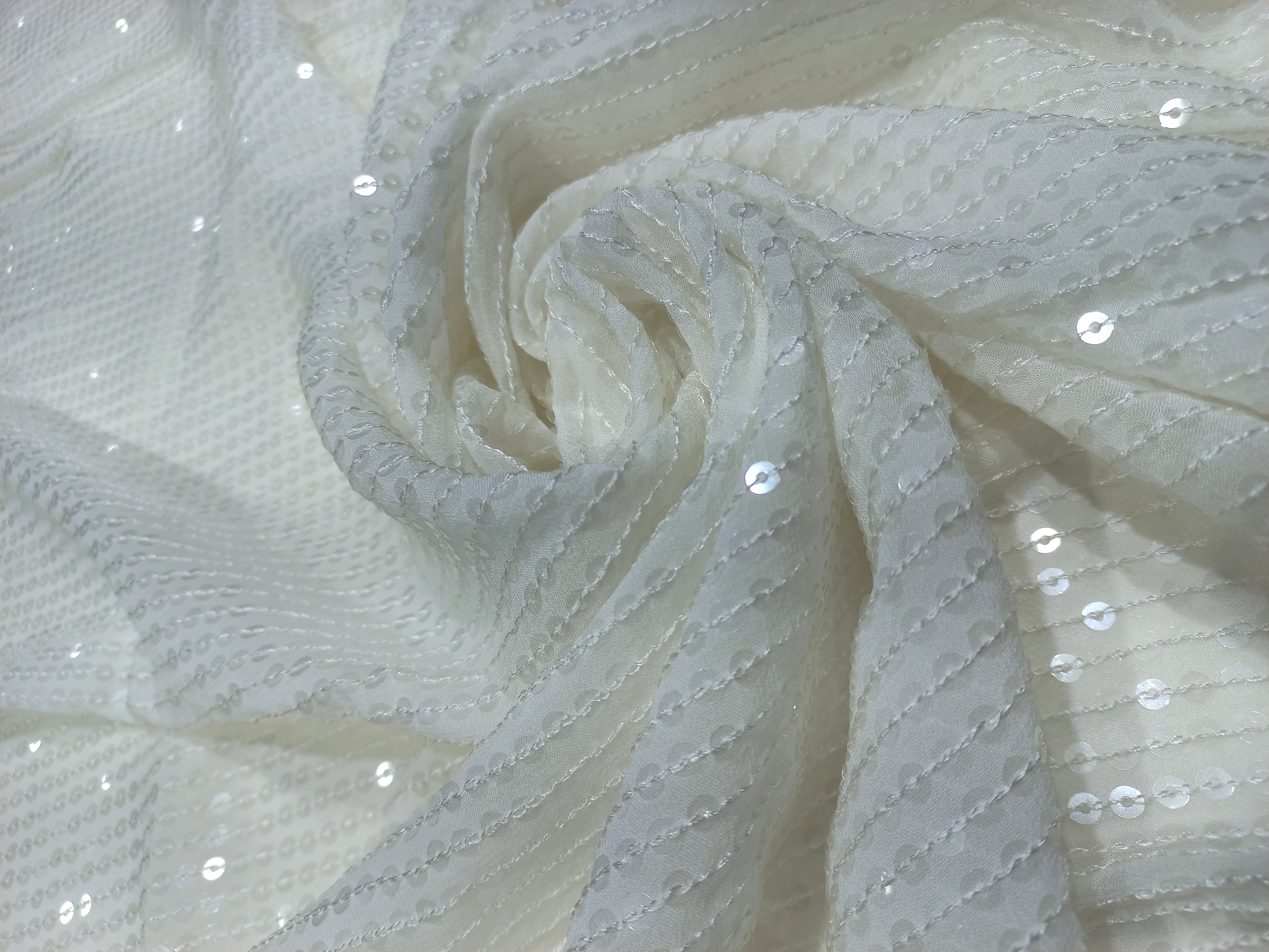 Allover Rainbow Sequin Fabric With 5mm Devdas Sequins For A Truly Eye-catching Effect