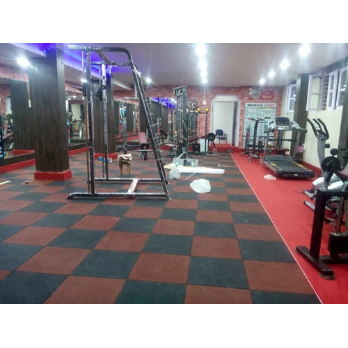 10 MM Rubber Floor Tile - PVC Material, Custom Size, Polished Finish , Acid-Resistant & Durable in Various Colors for High-Traffic Areas