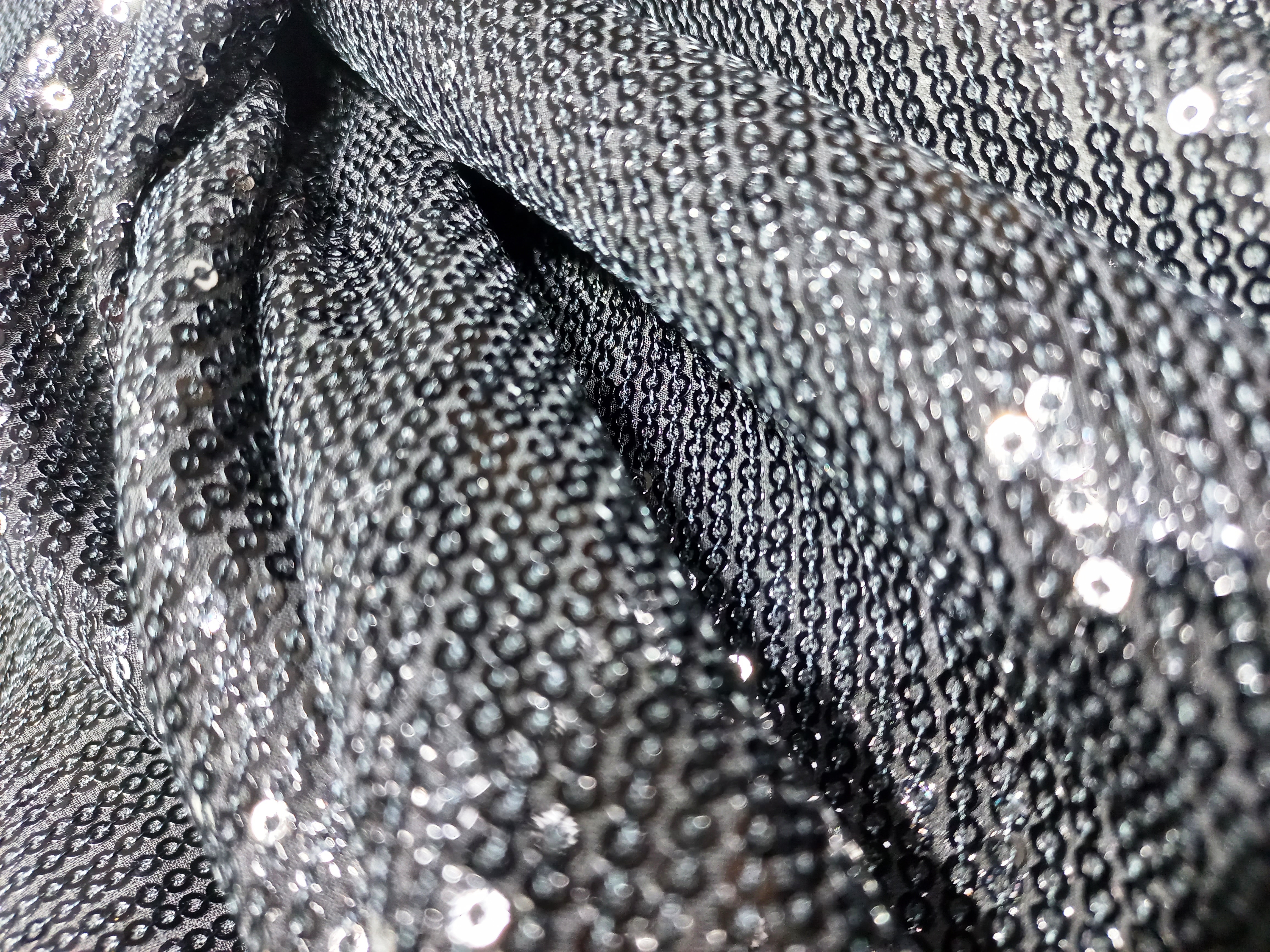 Gorgeous Black Sequins Georgette Fabric With Lining For A Touch Of Elegance