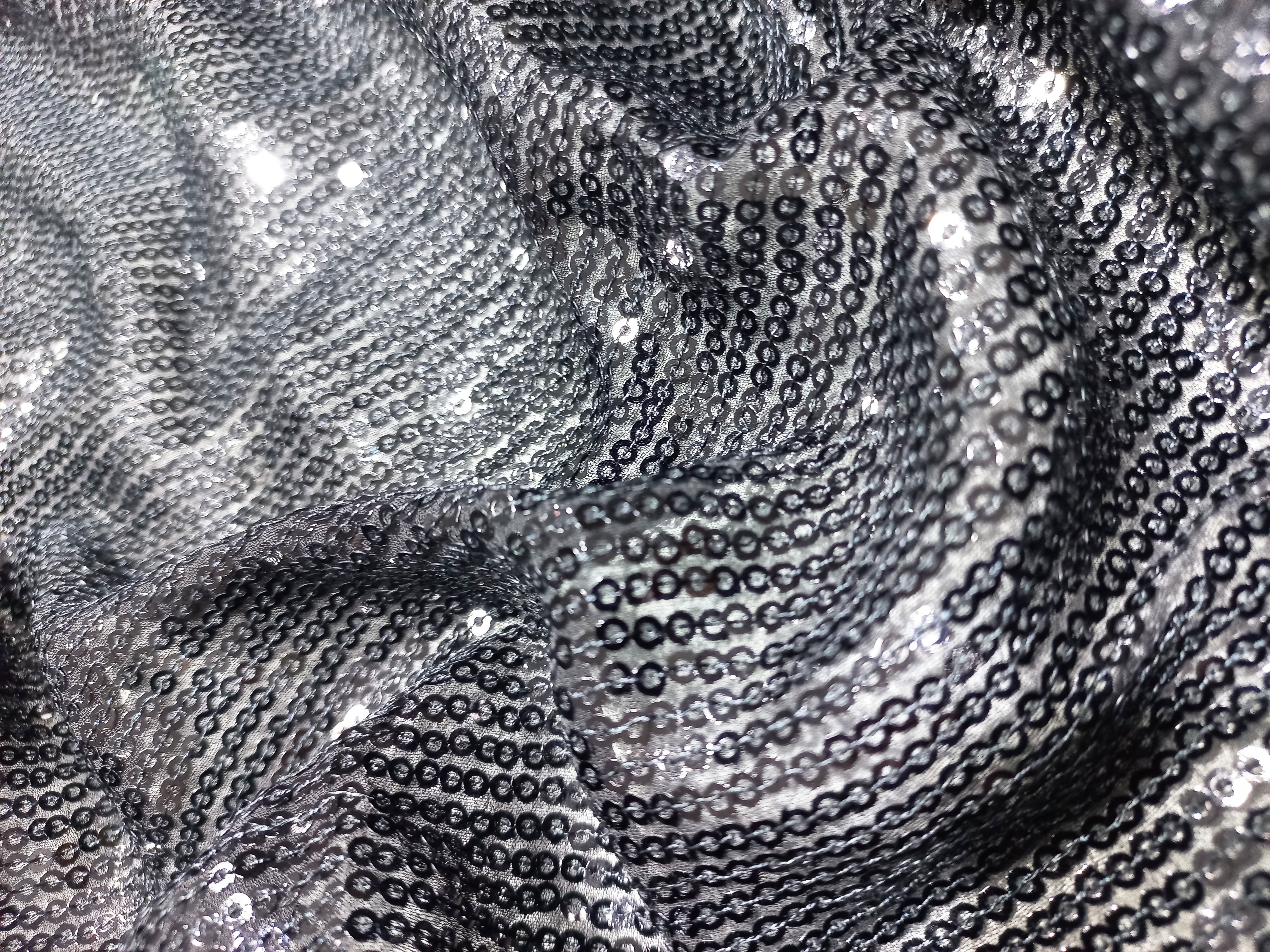 Gorgeous Black Sequins Georgette Fabric With Lining For A Touch Of Elegance