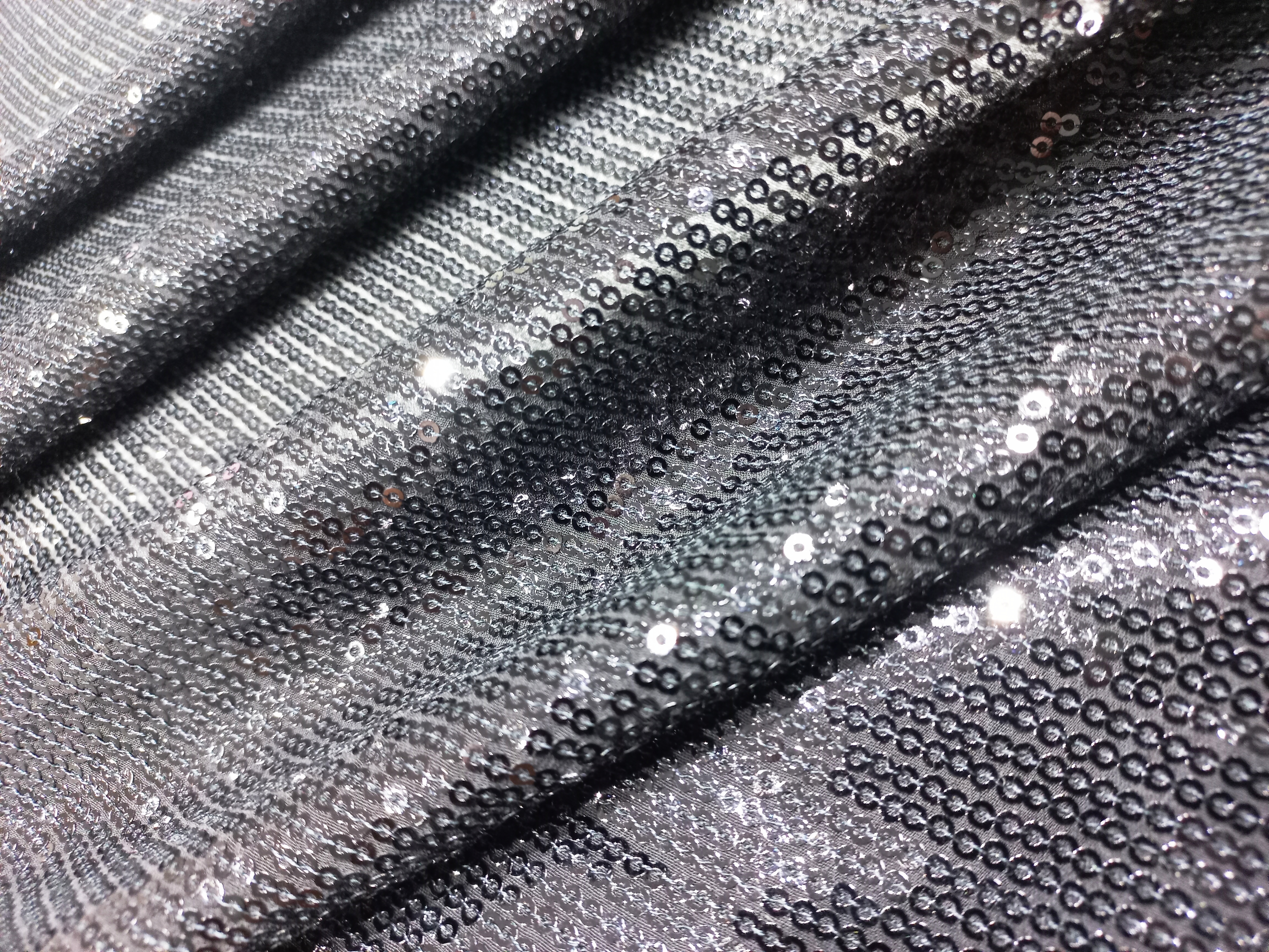 Gorgeous Black Sequins Georgette Fabric With Lining For A Touch Of Elegance
