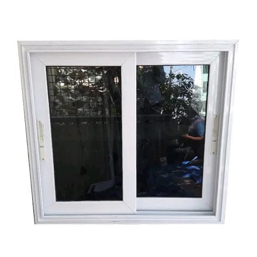 UPVC Glass Window - 2-3 Feet Width, 3-4 Feet Height, 10-20 mm Thickness, White Frame | Multicolored Design, Sliding Open Style