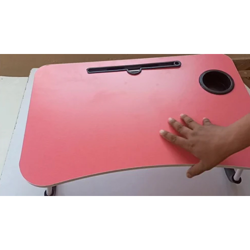Wooden Foldable Laptop Table - Wood, 39.3x59.7x26.6 Cm, Pink | Durable, Easy To Clean, 2 Kg, Warranty Included