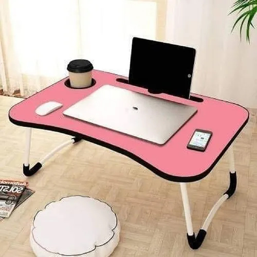 Pink Multipurpose Laptop Table - High-quality Wood, 39.3cm X 59.7cm X 26.6cm , Modern Design, Foldable For Easy Storage, Vibrant Pink Color