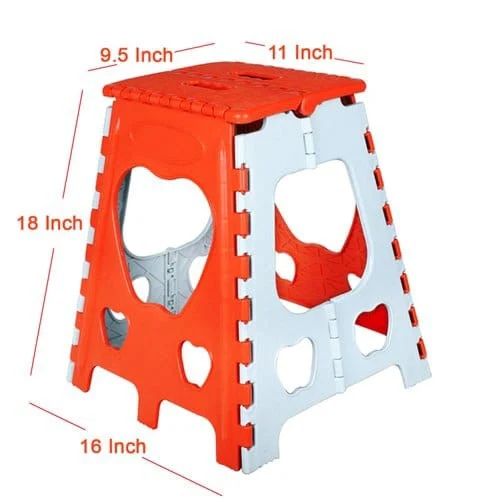Waterproof Plastic Folding Stool - Durable Plastic, Lightweight Design, White And Blue Color Scheme | Stylish, Easy To Clean, Compact Storage
