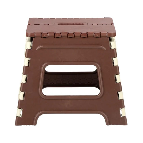 Waterproof Plastic Folding Stool - Durable Plastic, Lightweight Design, White And Blue Color Scheme | Stylish, Easy To Clean, Compact Storage