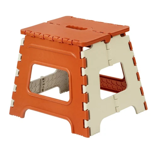 Waterproof Plastic Folding Stool - Plastic, Lightweight, Multicolor Finish | Easy To Clean, Foldable, Stable For Indoor And Outdoor Use