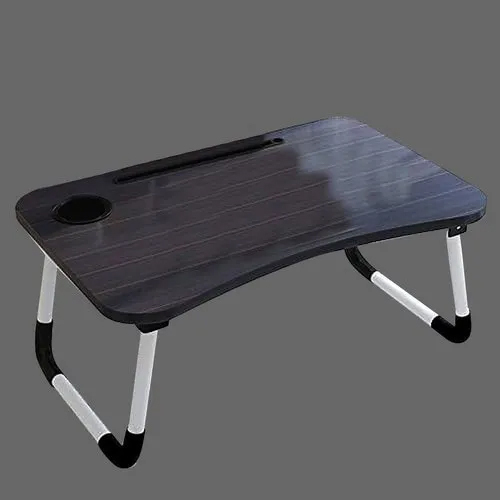 Non Slip Bottom Design Wooden Laptop Table - Color: Black