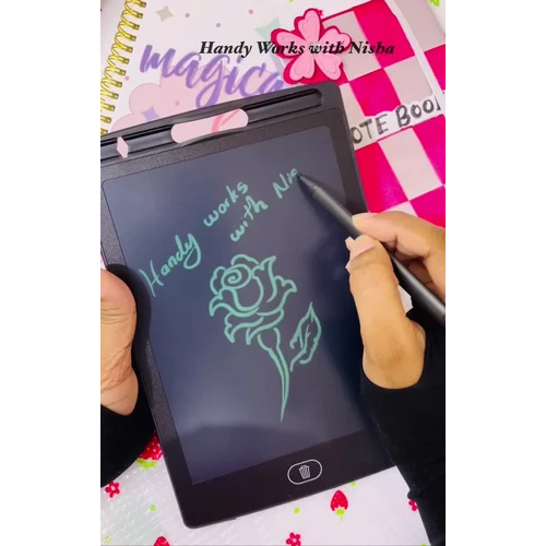 Multicolor Plastic Kids Writing Tablet - 8.5 Inch Screen, 15x0.5x23 Cm, Black | Battery Powered, Smooth Pen Pressure, Safe For Kids
