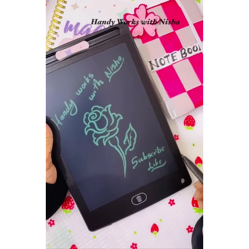 Multicolor Plastic Kids Writing Tablet - 8.5 Inch Screen, 15x0.5x23 Cm, Black | Battery Powered, Smooth Pen Pressure, Safe For Kids