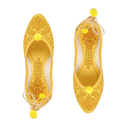 Ladies Rajasthani Yellow Dori Jutti - Leather, Eva Upper Material | Washable, Available In Different Sizes, Suitable For Any Season