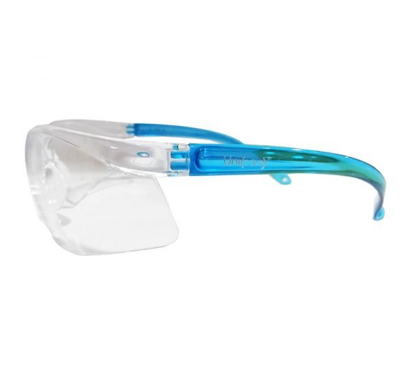 Unicare Uee194 Safety Eyewear - Plastic, Adjustable Size, Transparent | Ergonomically Designed, Frameless, Uv Protection, Ansi Z87.1 Compliant