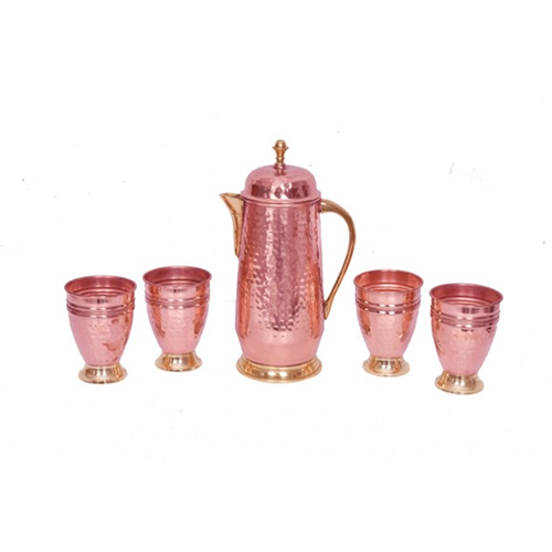 हैमर ग्लास के साथ कॉपर नेपाली साल्टू जग