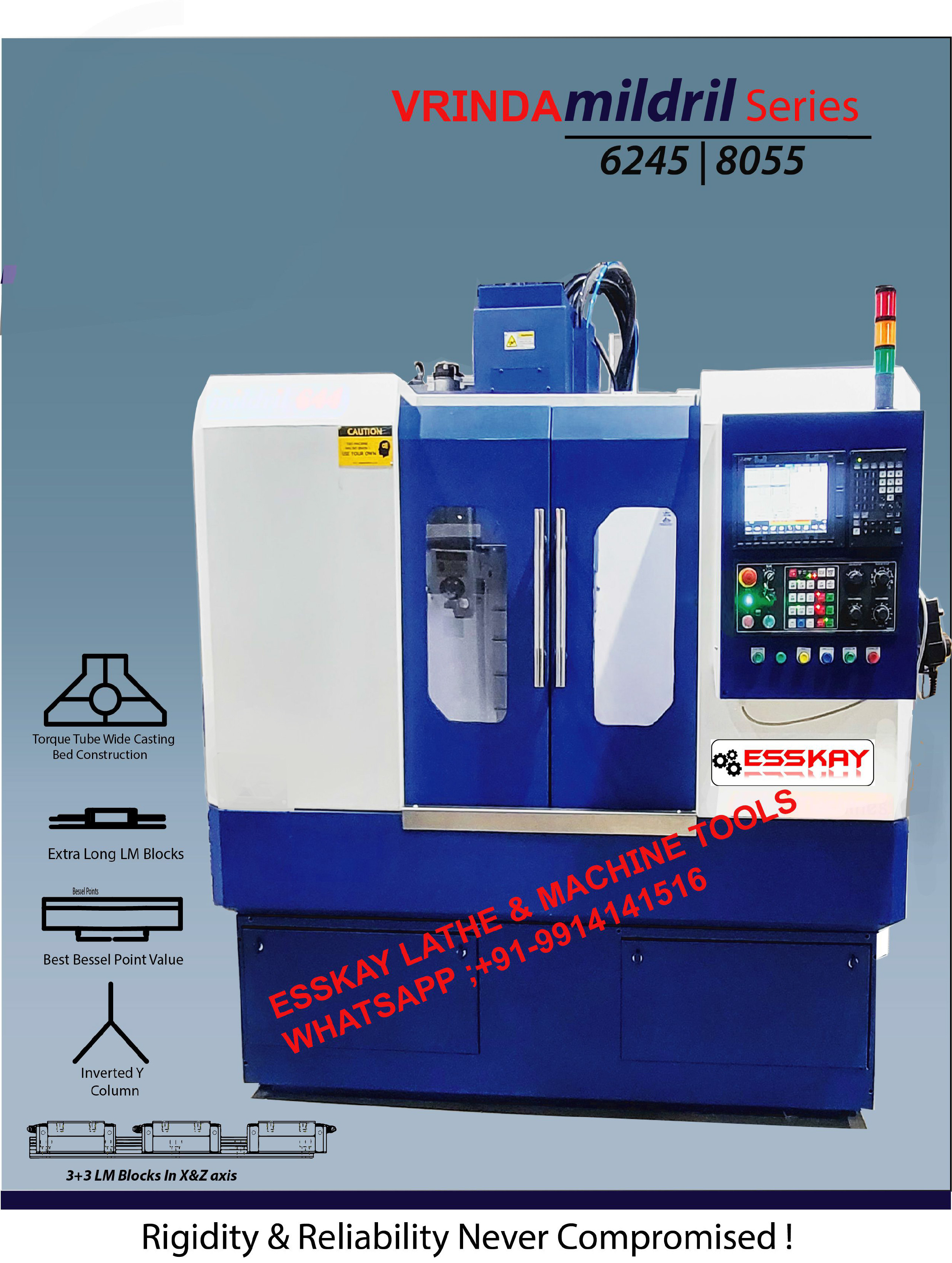 Cnc Vertical Milling Machine - 2000 X 1800 X 2100 Mm, Blue Color, 4000 Kg Weight, 8000 Rpm Spindle Speed, Automatic & Computerized Features 