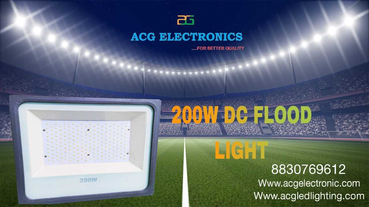200w Dc Flood Light - Aluminum Die Cast, Pure White Color | Outdoor Application, Energy Efficient, Ip65 Rated, Long Lifespan