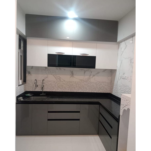 White Modern Small Modular Kitchen