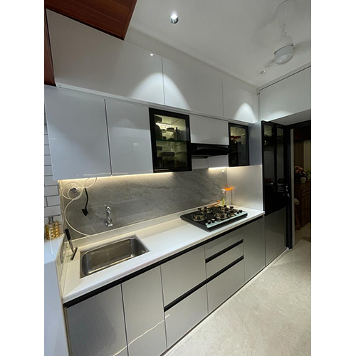 White Modern Small Modular Kitchen