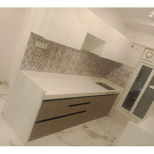 White Modern Small Modular Kitchen