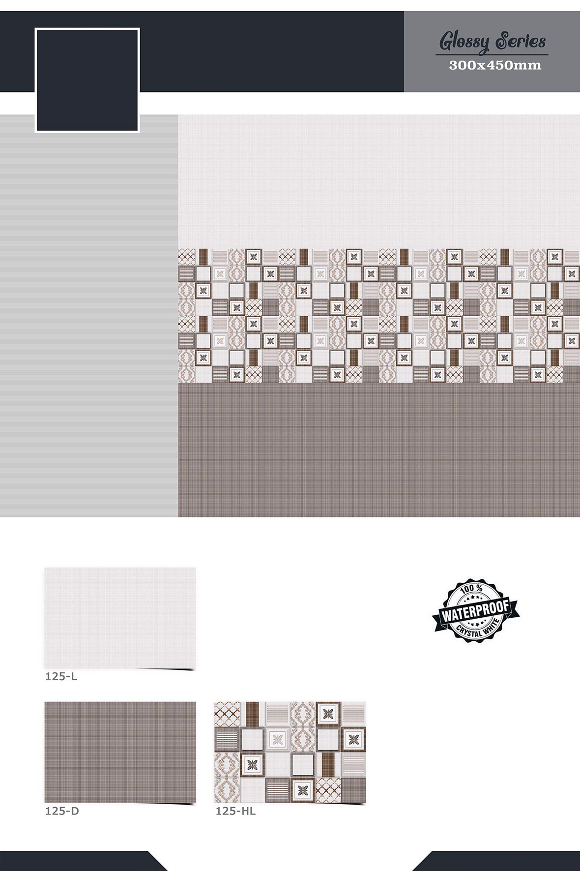 Bathroom Wall Tiles - 300x450mm Ceramic Mosaic, Glazed And Polished Finish, Acid-resistant, Antibacterial, Non-slip, Heat Insulation, Available In Multiple Colors
