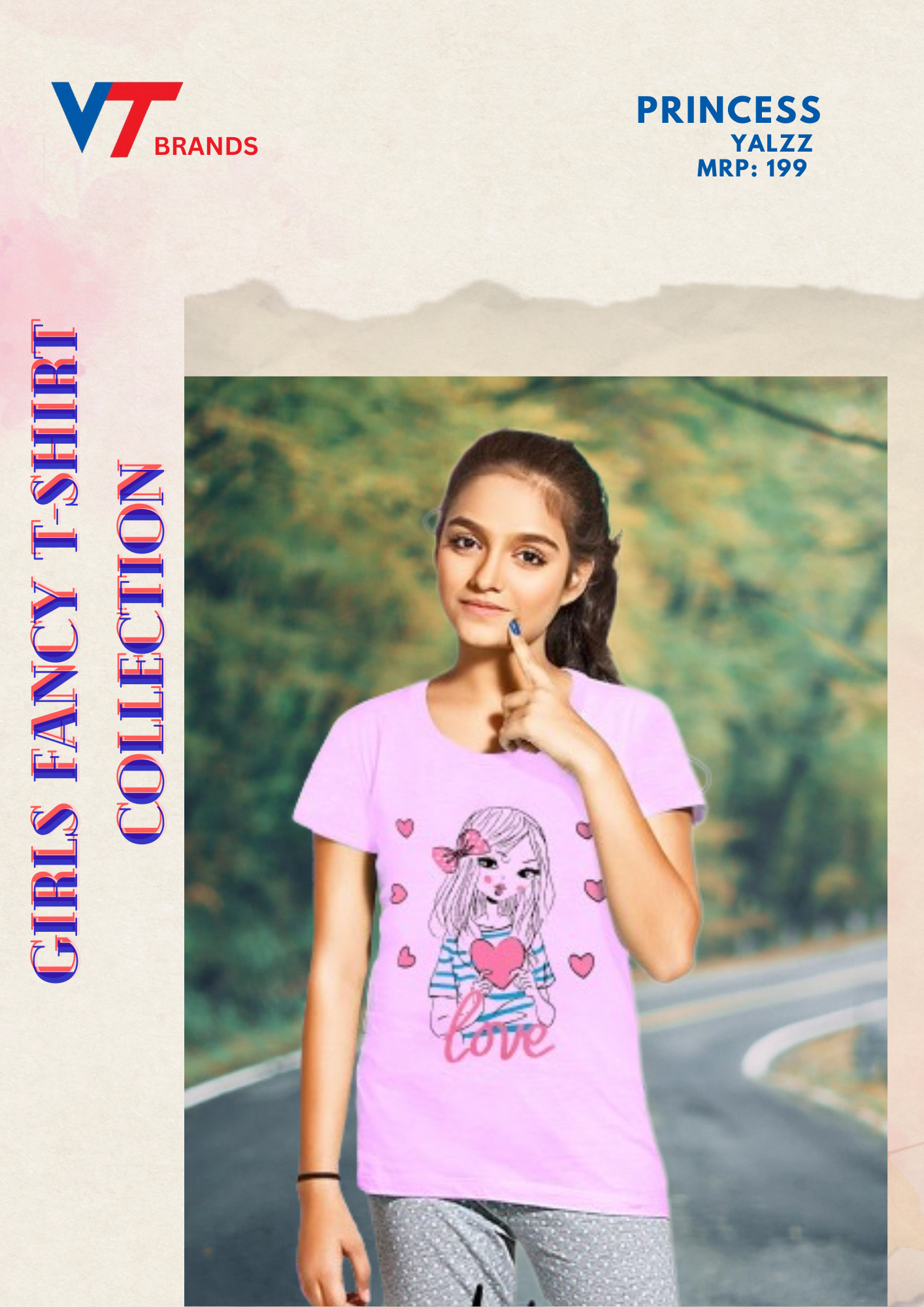 Princess T-shirt - Cotton, Kids Size , Pink Color, Printed Pattern, O-neck Design, Short Sleeves Style For Stylish Young Princesses