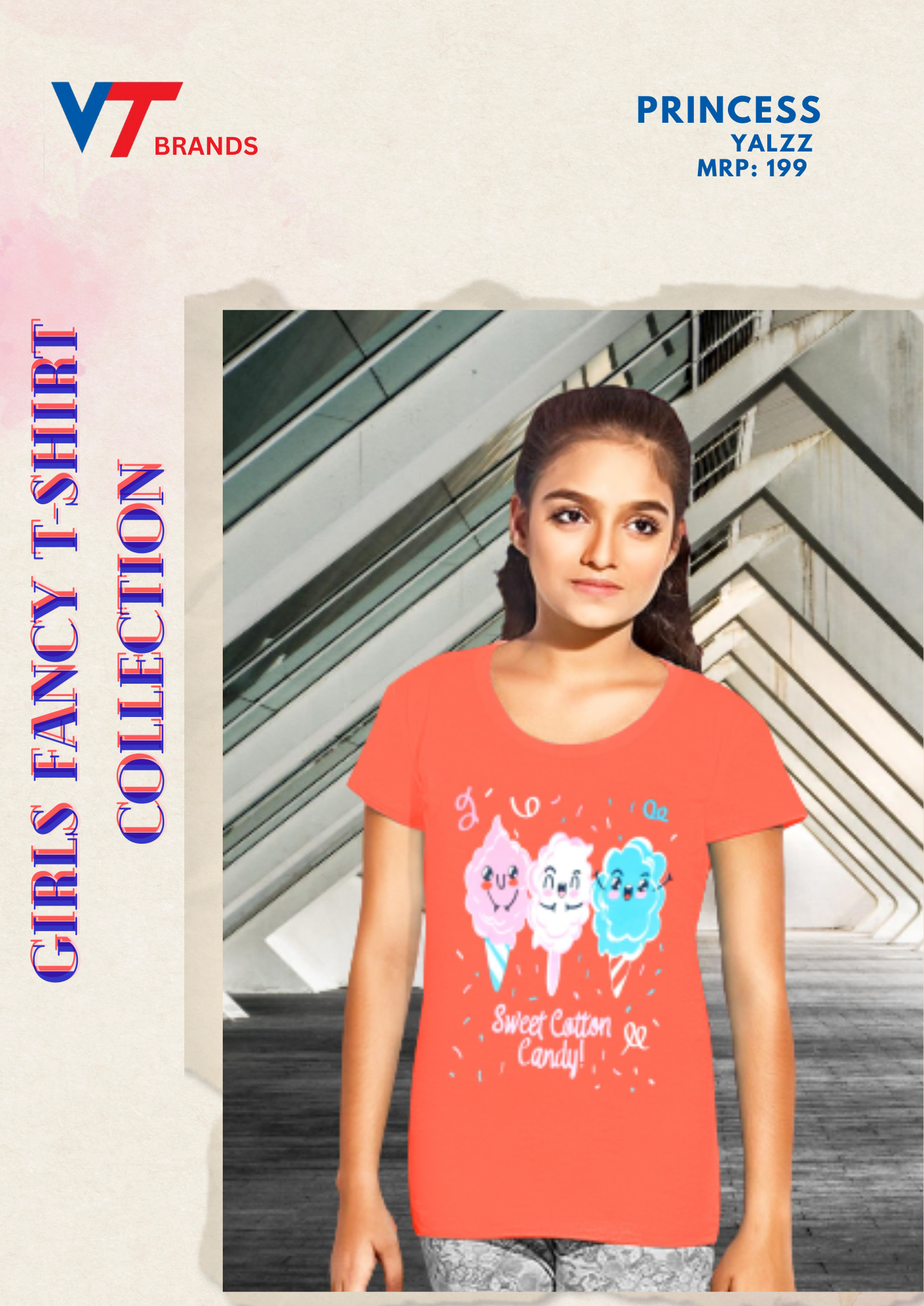 Princess T-shirt - Cotton, Kids Size , Pink Color, Printed Pattern, O-neck Design, Short Sleeves Style For Stylish Young Princesses