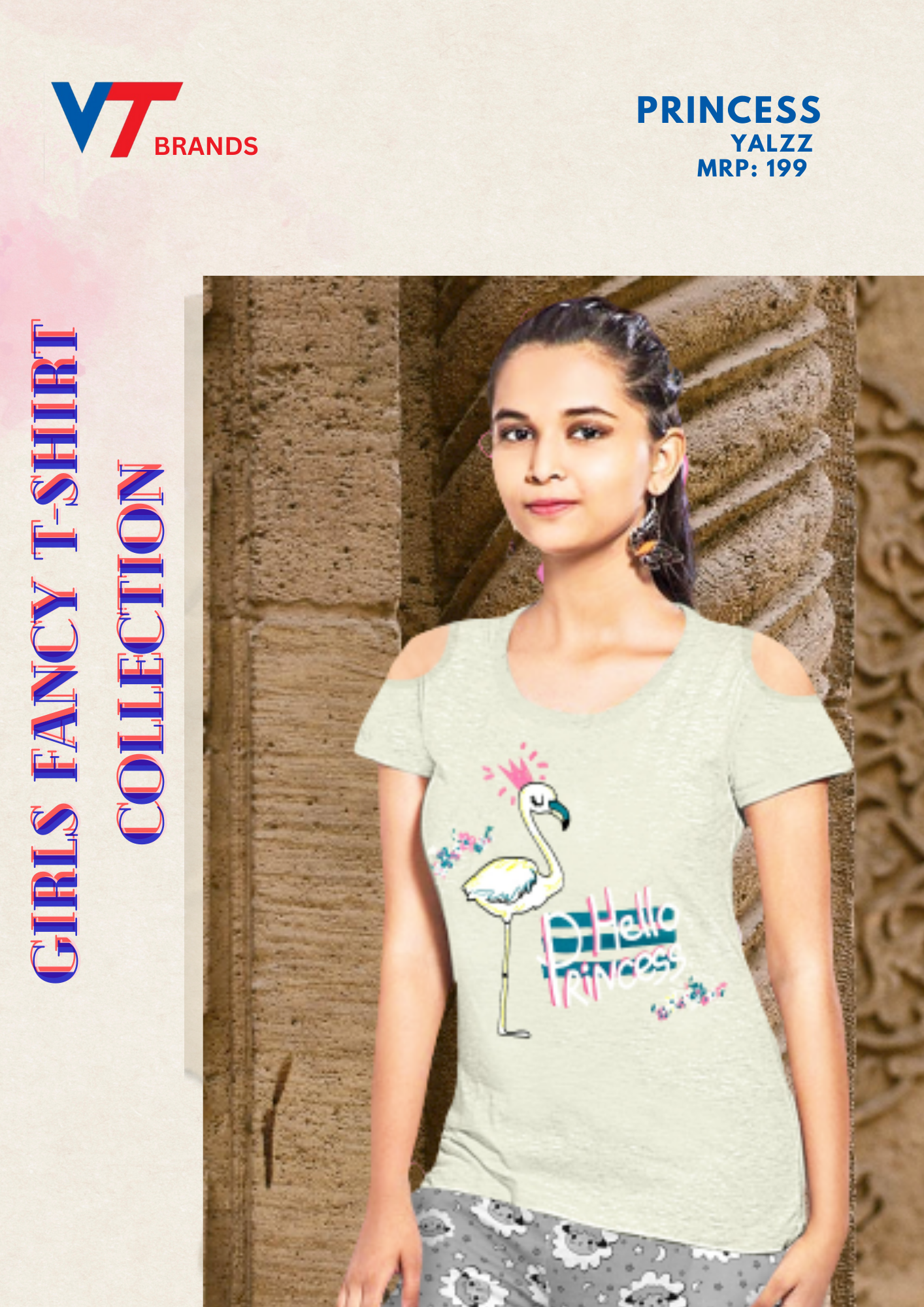 Princess T-shirt - Cotton, Kids Size , Pink Color, Printed Pattern, O-neck Design, Short Sleeves Style For Stylish Young Princesses