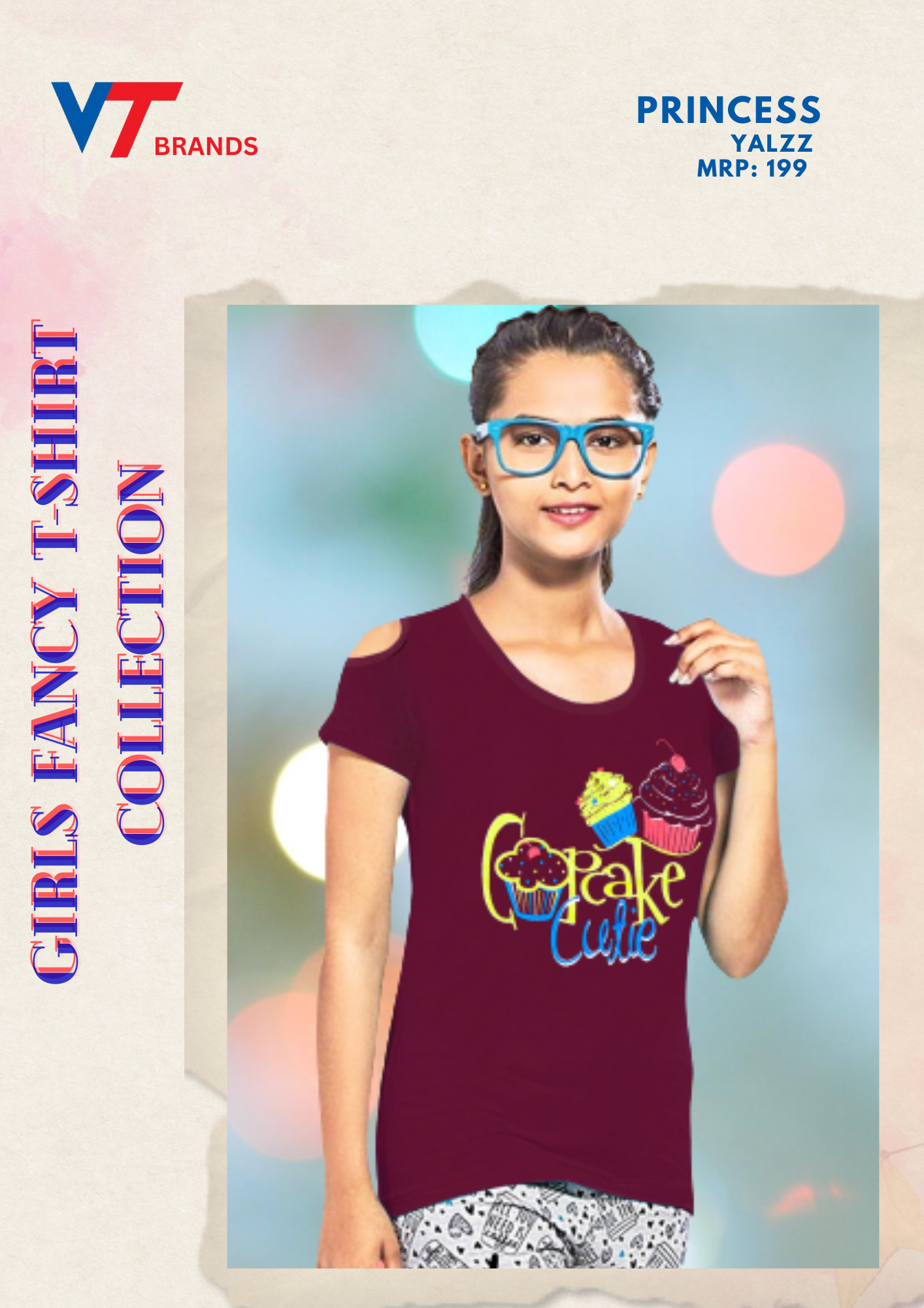 Princess T-shirt - Cotton, Kids Size , Pink Color, Printed Pattern, O-neck Design, Short Sleeves Style For Stylish Young Princesses